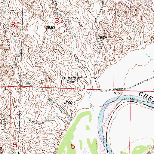 Topographic Map of Buffalo Cemetery, SD