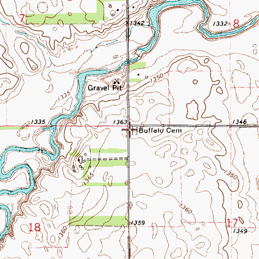 Topographic Map of Buffalo Cemetery, SD