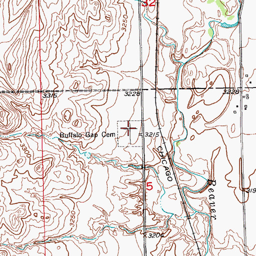 Topographic Map of Buffalo Gap Cemetery, SD