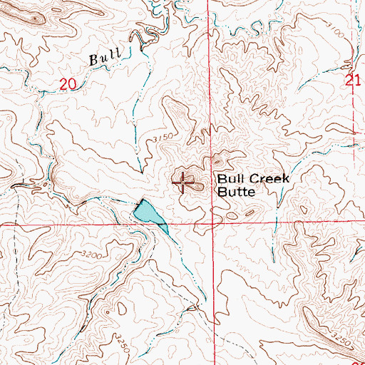 Topographic Map of Bull Creek Butte, SD