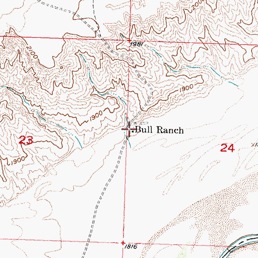 Topographic Map of Bull Ranch, SD