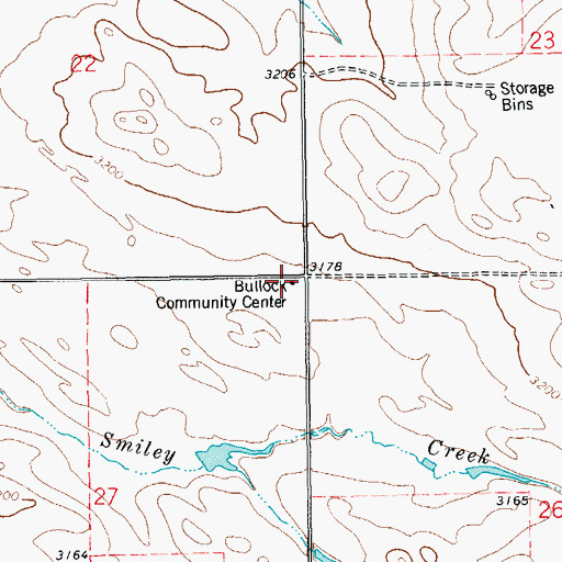 Topographic Map of Bullock Community Center, SD