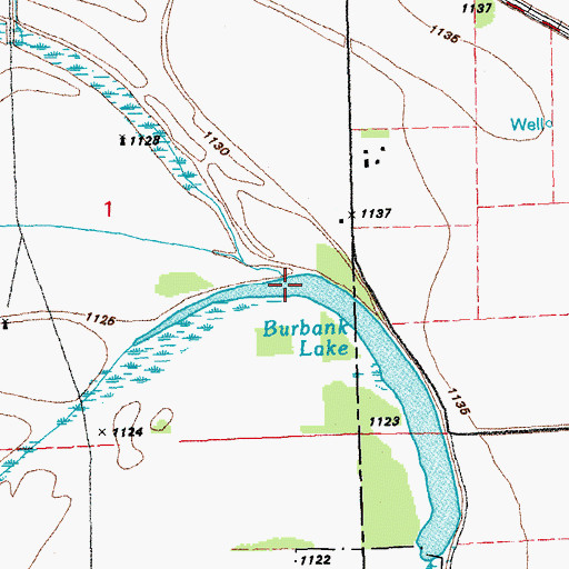 Topographic Map of Burbank Lake, SD