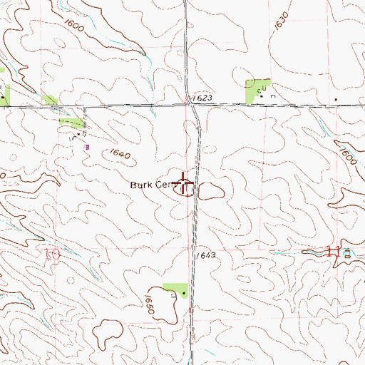 Topographic Map of Burk Cemetery, SD