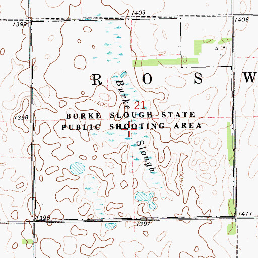 Topographic Map of Burke Slough, SD