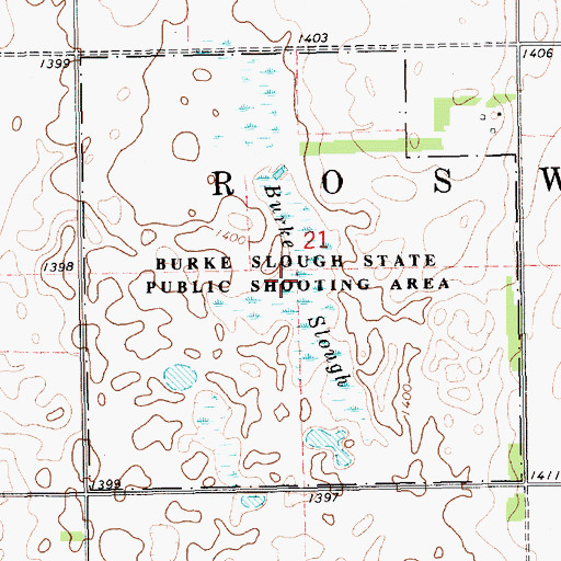 Topographic Map of Burke Slough State Public Shooting Area, SD