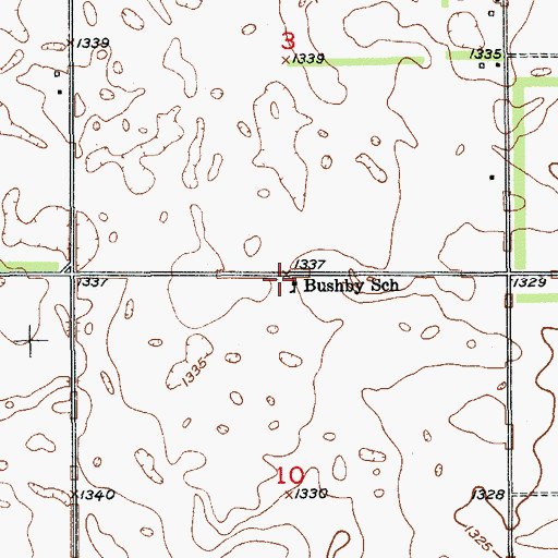Topographic Map of Bushby School, SD