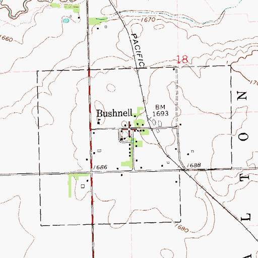 Topographic Map of Bushnell, SD