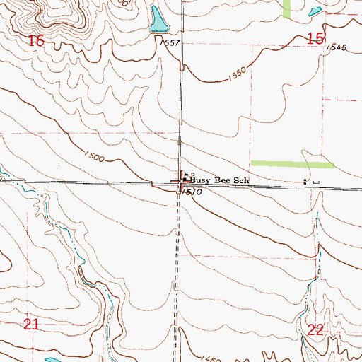 Topographic Map of Busy Bee School, SD