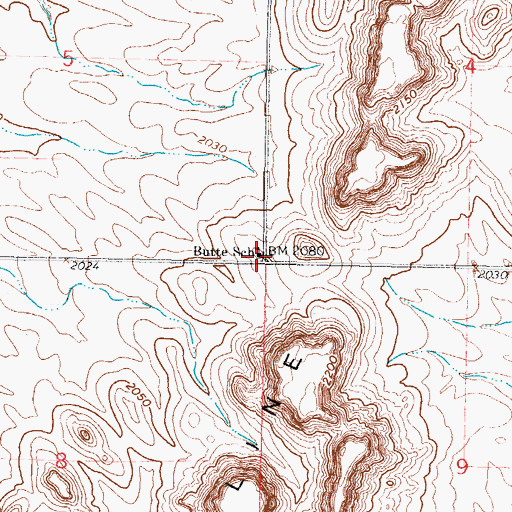 Topographic Map of Butte School, SD