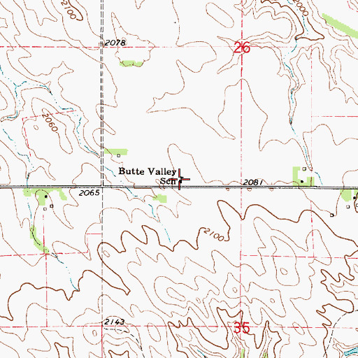 Topographic Map of Butte Valley School, SD