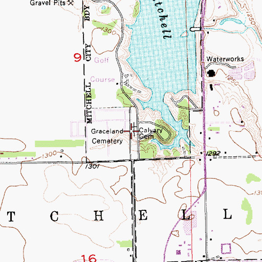 Topographic Map of Calvary Cemetery, SD