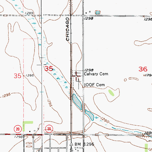 Topographic Map of Calvary Cemetery, SD