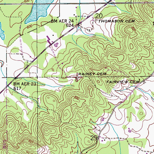 Topographic Map of Rainey Cemetery, AL