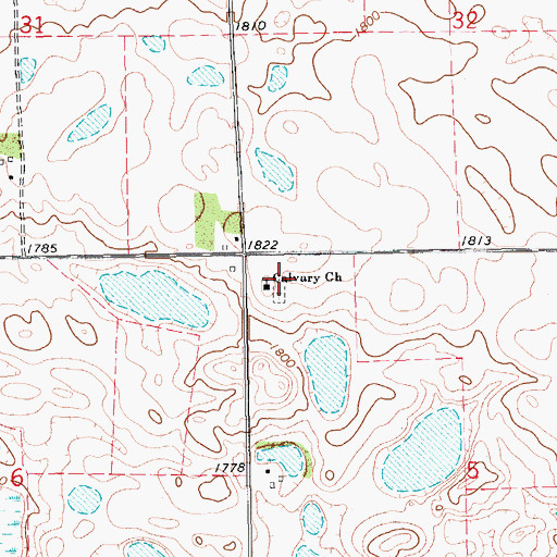 Topographic Map of Calvary Church, SD