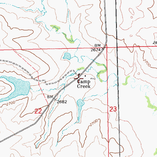Topographic Map of Camp Creek, SD