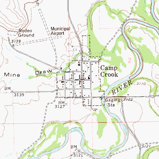 Topographic Map of Camp Crook, SD