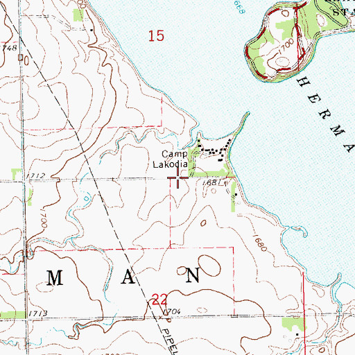 Topographic Map of Camp Lakodia, SD
