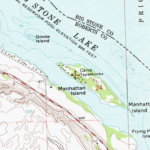 Topographic Map of Camp Tepeetonka, SD