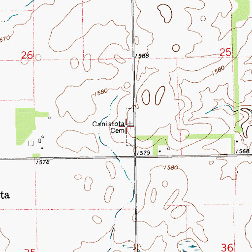 Topographic Map of Canistota Cemetery, SD