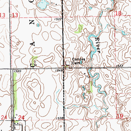 Topographic Map of Canova Cemetery, SD