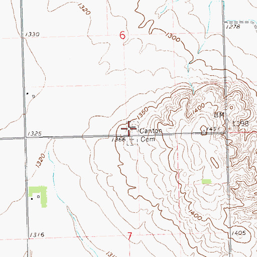 Topographic Map of Canton Cemetery, SD