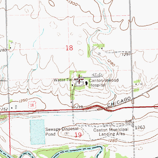 Topographic Map of Canton - Inwood Memorial Hospital, SD