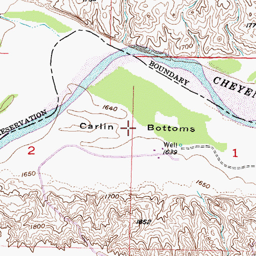 Topographic Map of Carlin Bottoms, SD