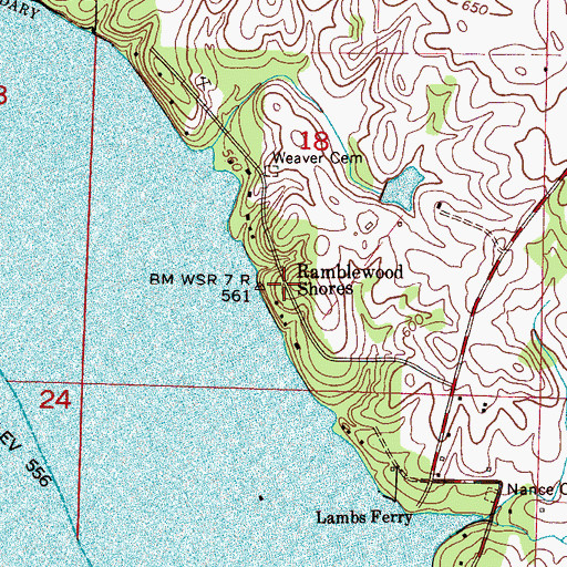 Topographic Map of Ramblewood Shores, AL