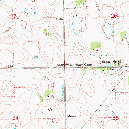 Topographic Map of Carlson Cemetery, SD