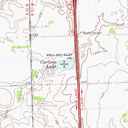 Topographic Map of Carlson Lake, SD