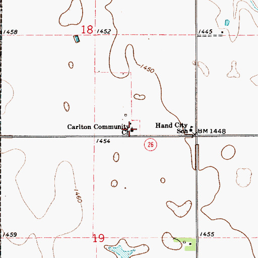 Topographic Map of Carlton Community Church, SD