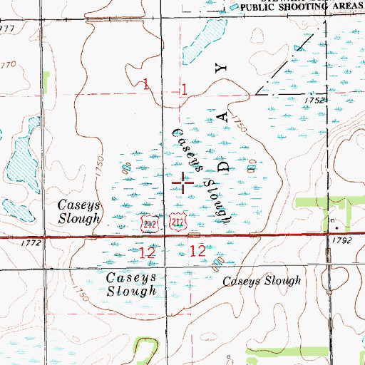 Topographic Map of Caseys Slough, SD