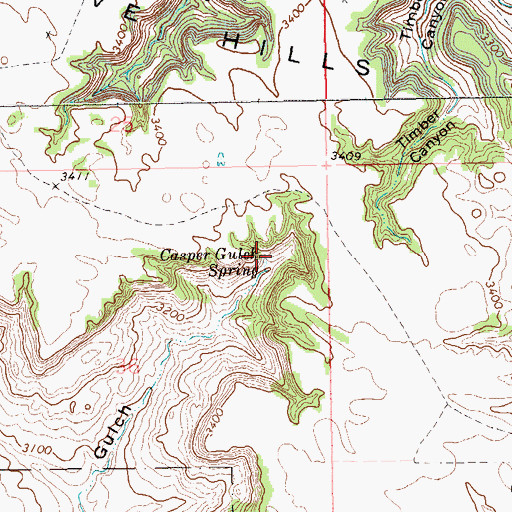 Topographic Map of Casper Gulch Spring, SD