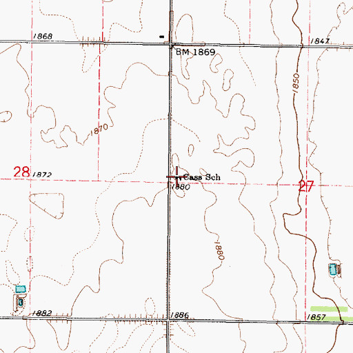 Topographic Map of Cass School, SD