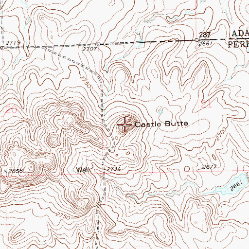 Topographic Map of Castle Butte, SD