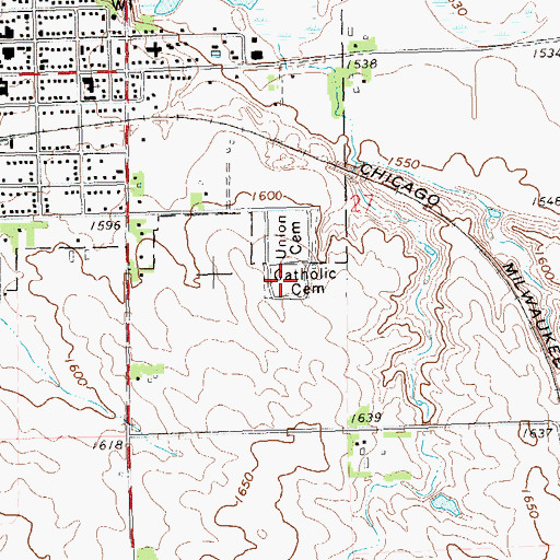 Topographic Map of Saint Simon and Jude Catholic Cemetery, SD