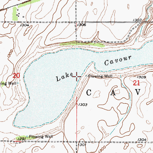 Topographic Map of Lake Cavour, SD