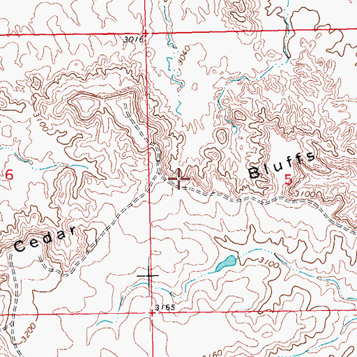 Topographic Map of Cedar Bluffs, SD