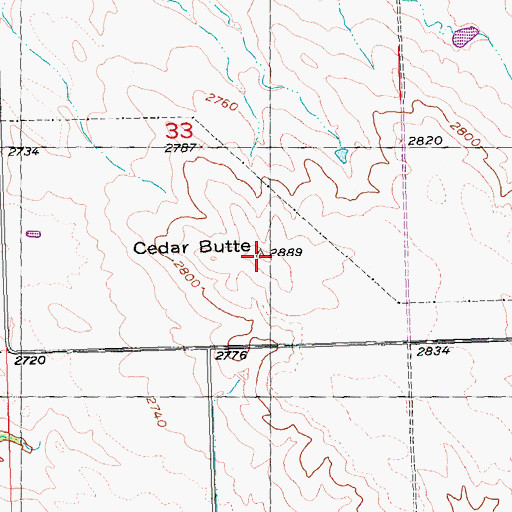 Topographic Map of Cedar Butte, SD