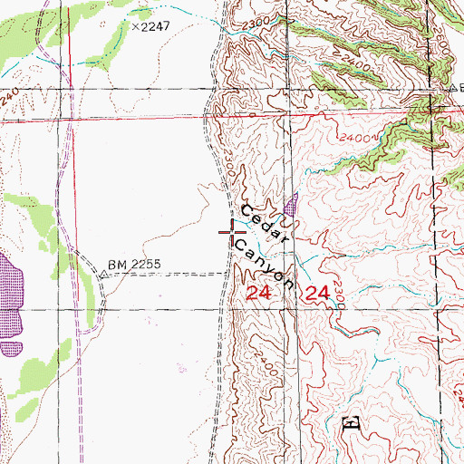 Topographic Map of Cedar Canyon, SD