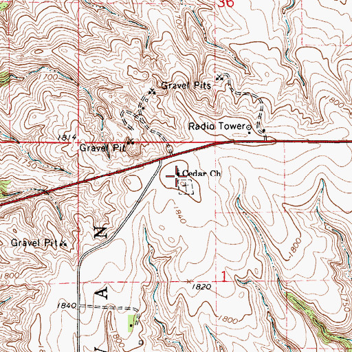 Topographic Map of Cedar Church, SD