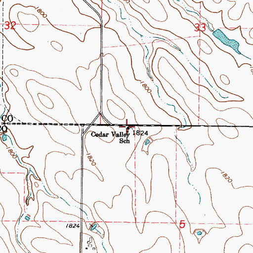 Topographic Map of Cedar Valley School, SD