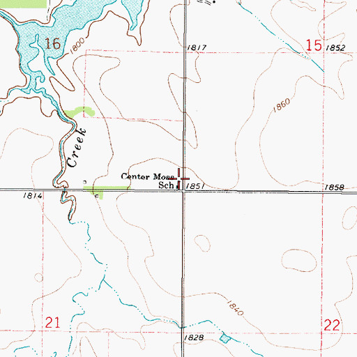 Topographic Map of Center Moss School, SD