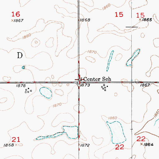 Topographic Map of Center School, SD