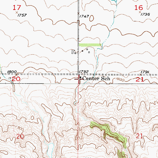Topographic Map of Center School, SD