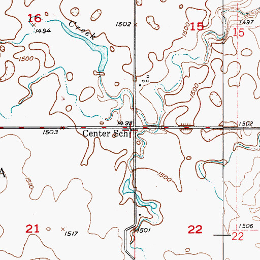 Topographic Map of Center School, SD