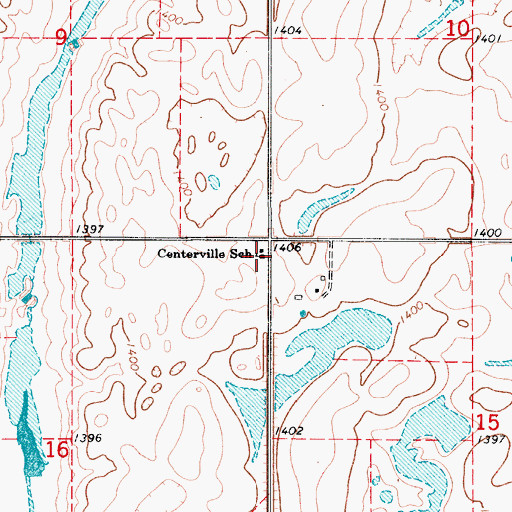 Topographic Map of Centerville School, SD