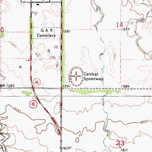 Topographic Map of Central Speedway, SD