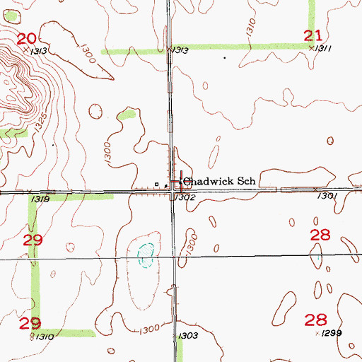 Topographic Map of Chadwick School, SD